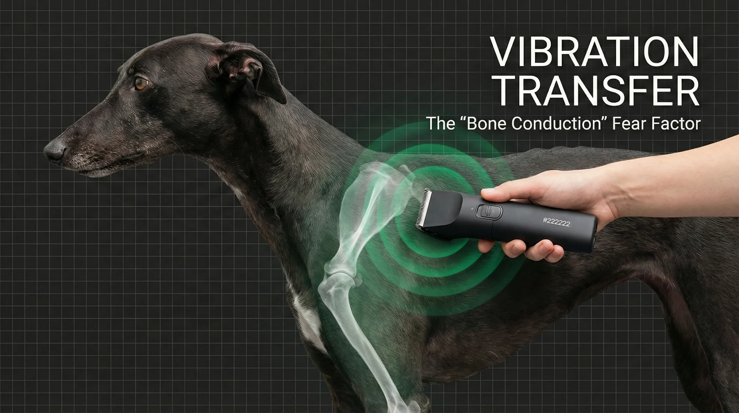 Best dog clippers UK guide showing vibration transfer and bone conduction fear in dogs