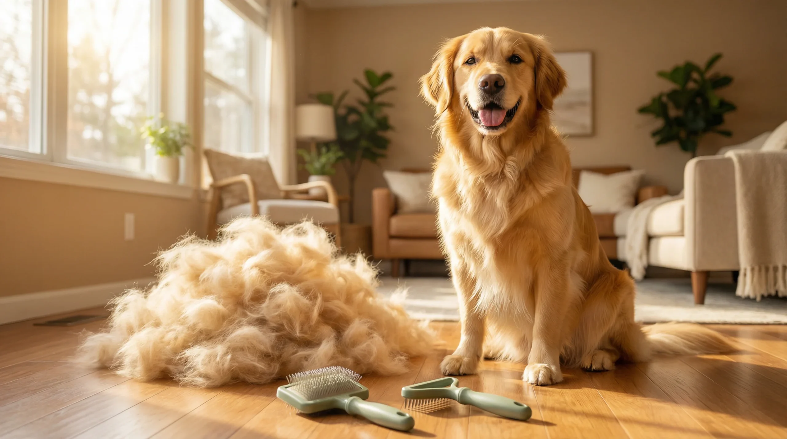 Best brush for Golden Retriever removing loose fur during heavy shedding