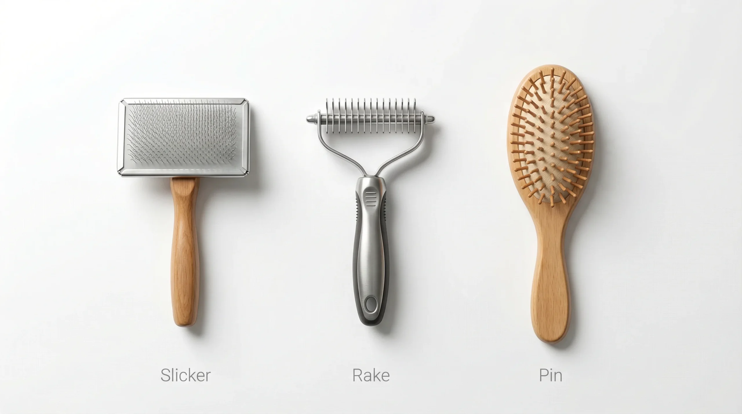 Slicker vs Rake vs Pin Brush for Golden Retrievers Slicker, rake and pin brush types for Golden Retriever grooming