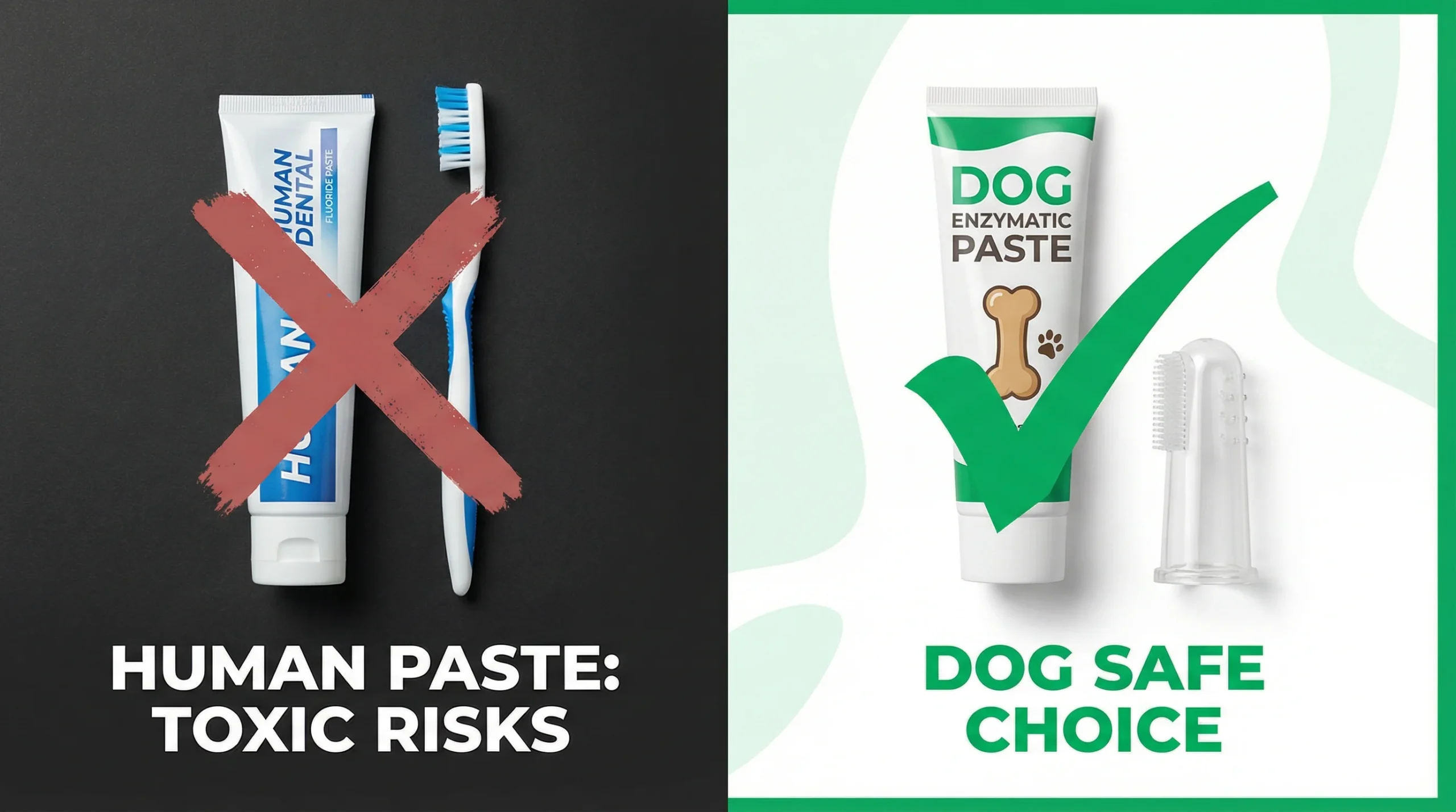 Can dogs use human toothpaste compared to dog-safe enzymatic toothpaste