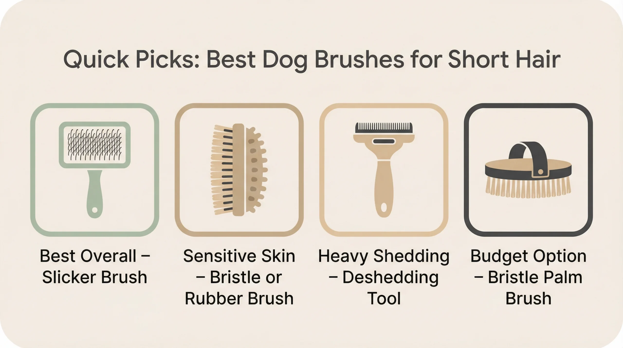 Dog Brush for Short Hair – Quick Picks Guide Quick picks infographic showing the best dog brush for short hair