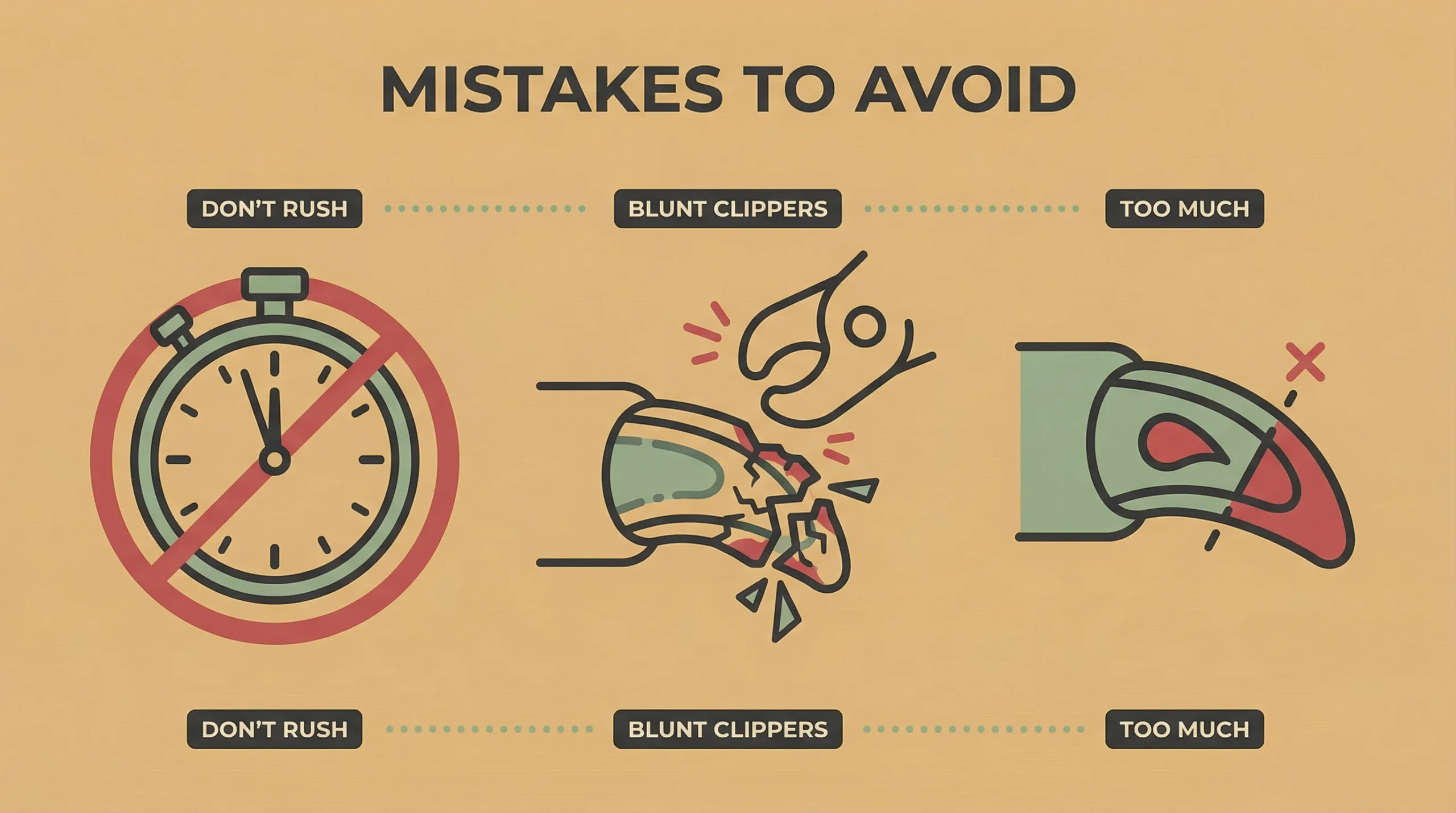 Common mistakes to avoid when cutting black dog nails Common mistakes when cutting dog nails that are black including rushing, blunt clippers, and cutting too much