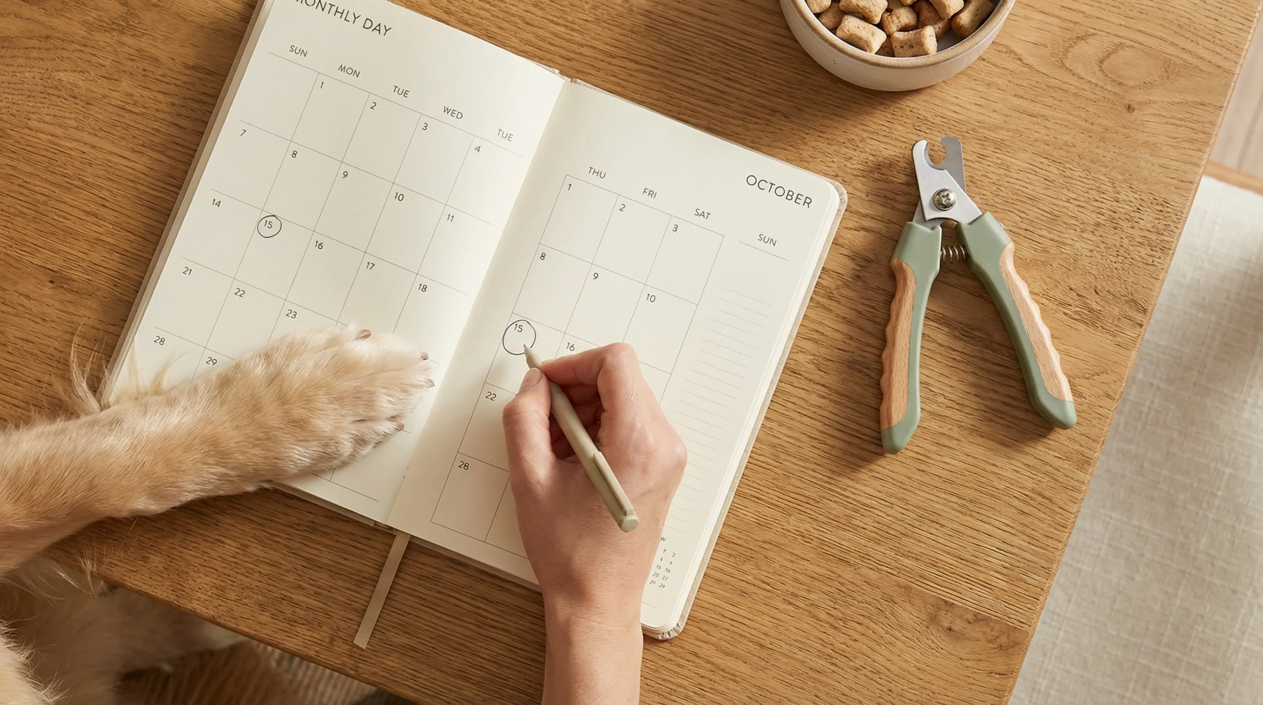 How often to clip dog nails using a monthly trimming schedule