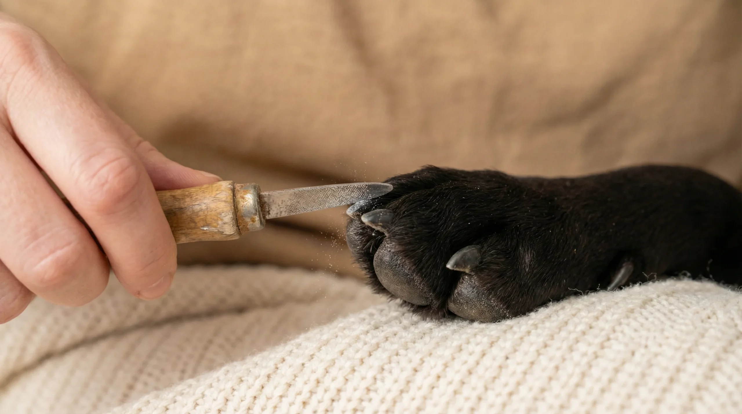 Filing black dog nails for safer trimming How to cut dog nails that are black safely using a file for precision trimming