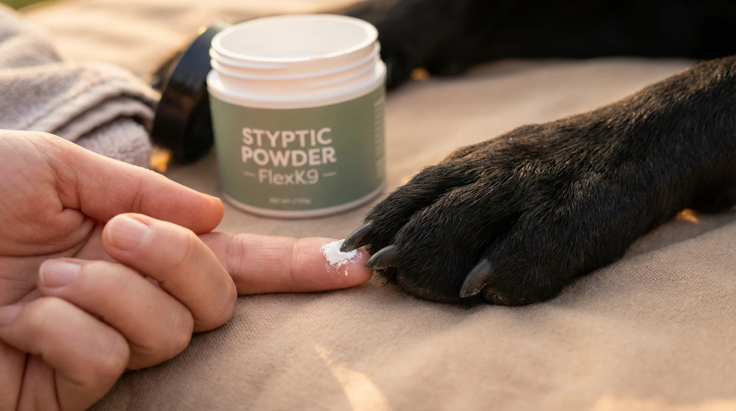How to stop a dogs nail from bleeding using styptic powder during nail trimming