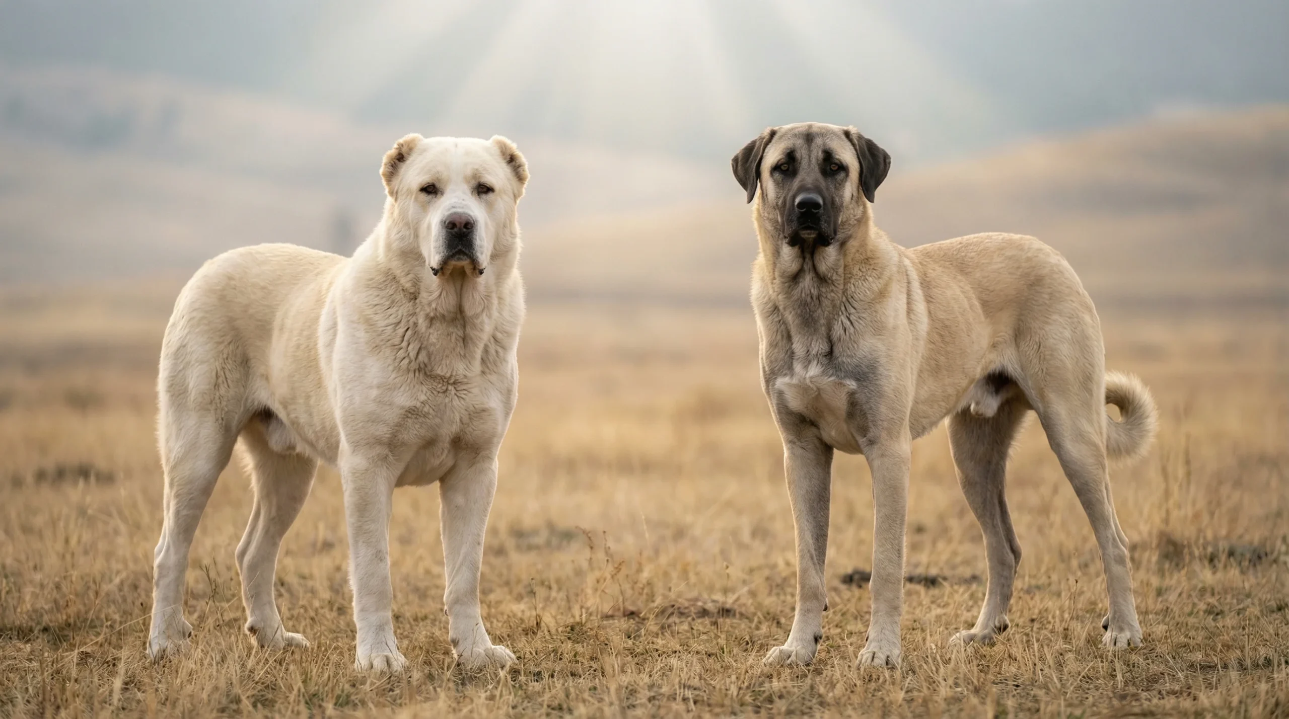 Alabai Dog vs Kangal comparison showing size, build, and posture differences
