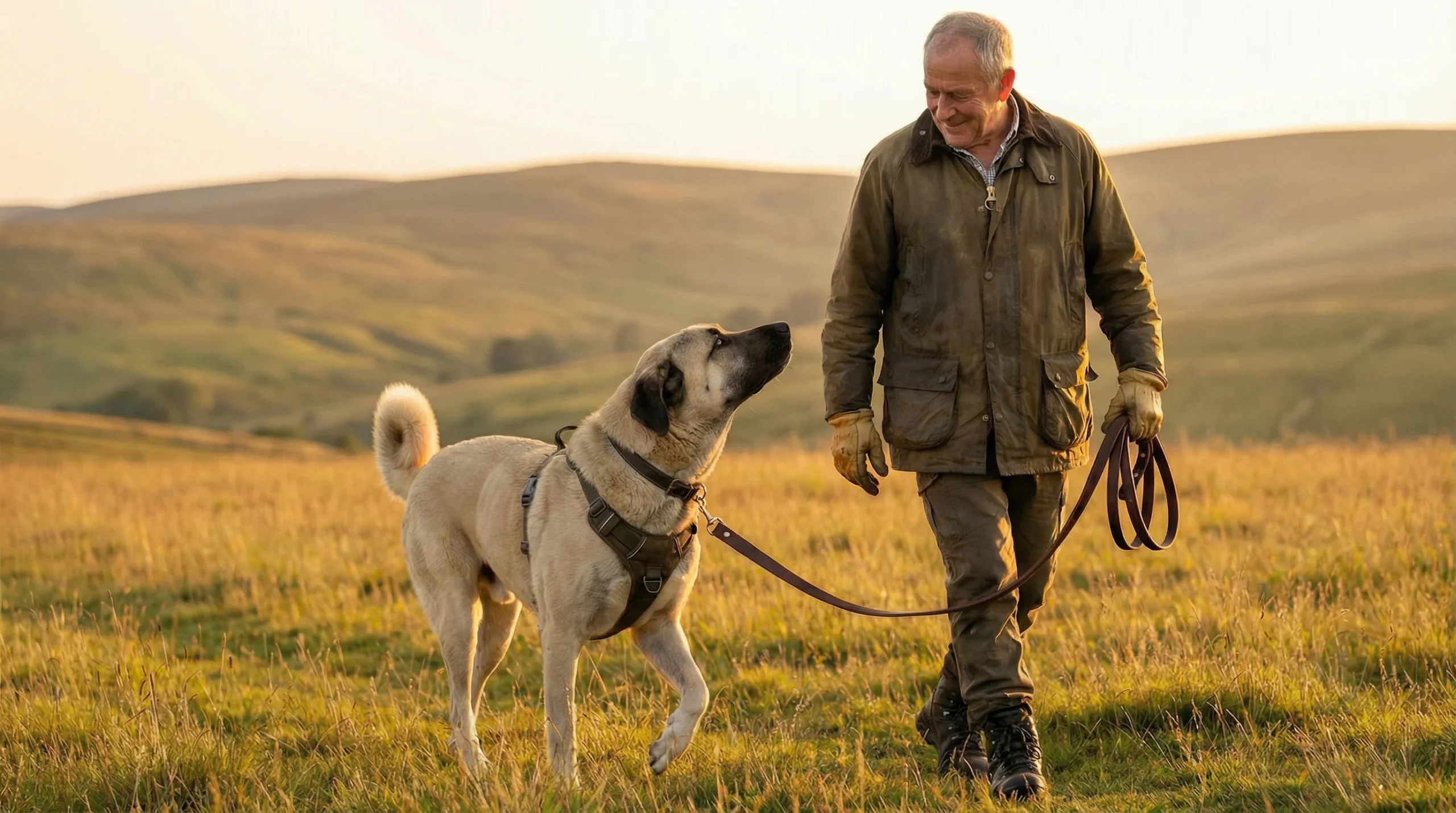 Kangal dog demonstrating controlled handling on a leash Alabai Dog vs Kangal showing a Kangal calmly walking on a leash with its handler