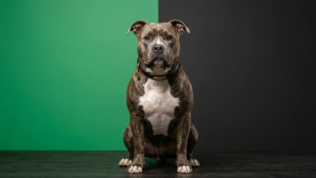 American Bully food chart UK guide showing muscular adult bully body condition example