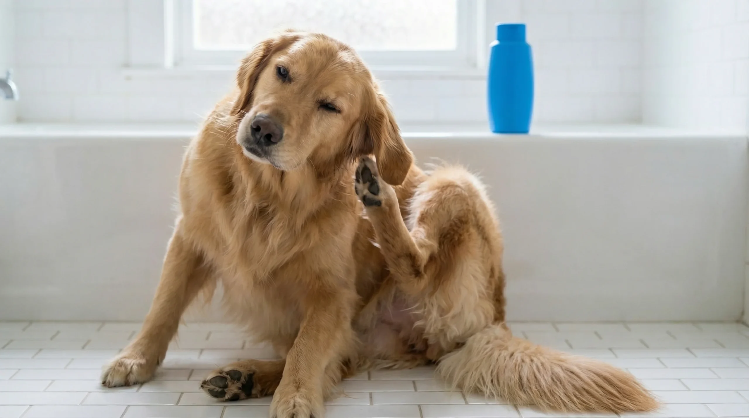 Can You Use Human Shampoo on Dogs? Yeast and Skin Irritation Explained Can you use human shampoo on dogs? Dog scratching due to yeast irritation worsened by unsuitable shampoos