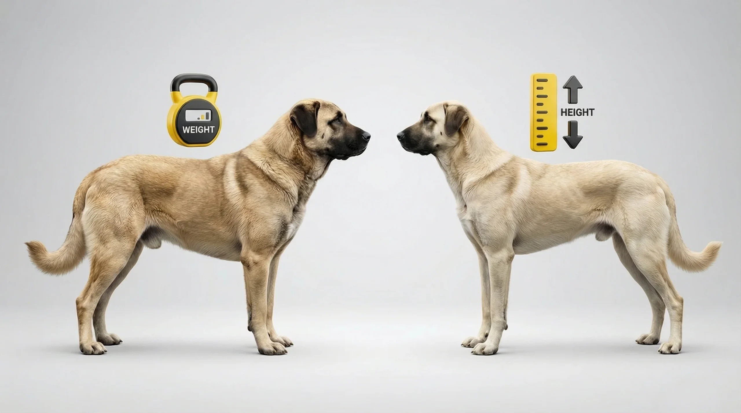 Kangal vs Anatolian Shepherd size and weight comparison Kangal vs Anatolian Shepherd size and weight comparison showing height and build differences