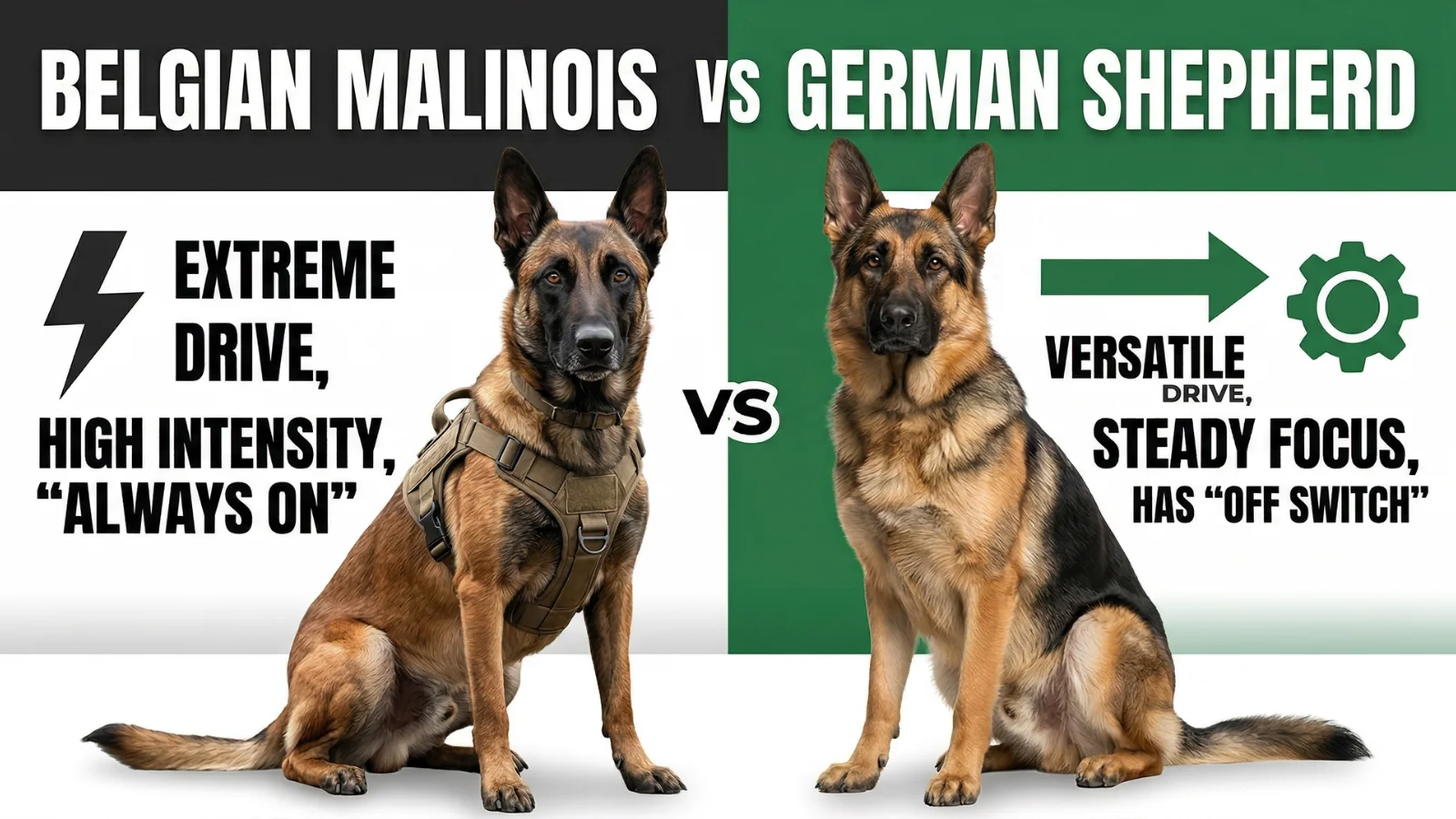 While both originated as European herding dogs, the Malinois was bred for aerodynamic speed, whereas the German Shepherd was built for powerful endurance.
