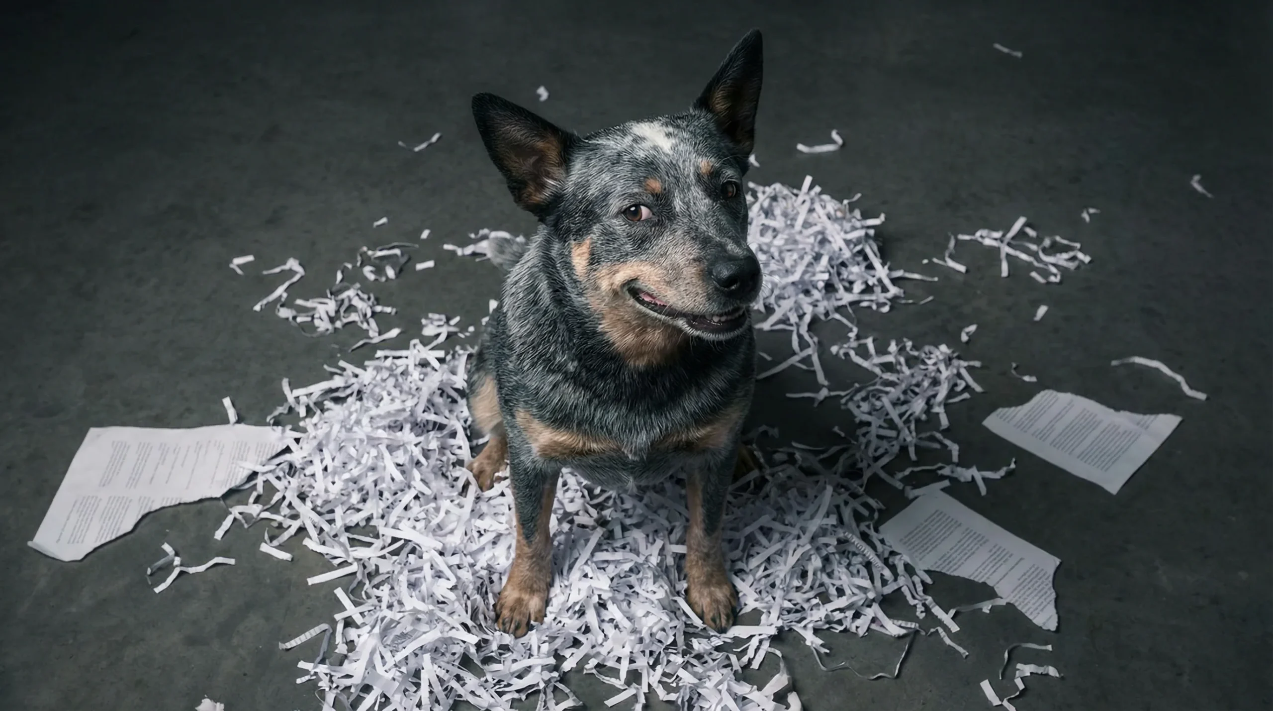 Most Intelligent Dog Breeds and Behaviour Challenges From Boredom Most intelligent dog breeds can develop behaviour problems when bored, shown by a dog surrounded by shredded paper indoors